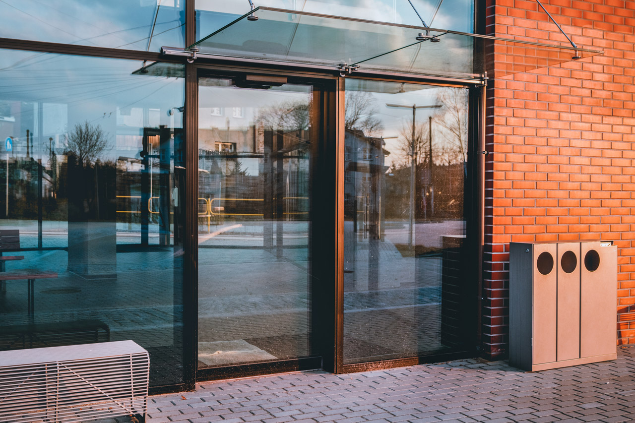 A modern glazed automatic door